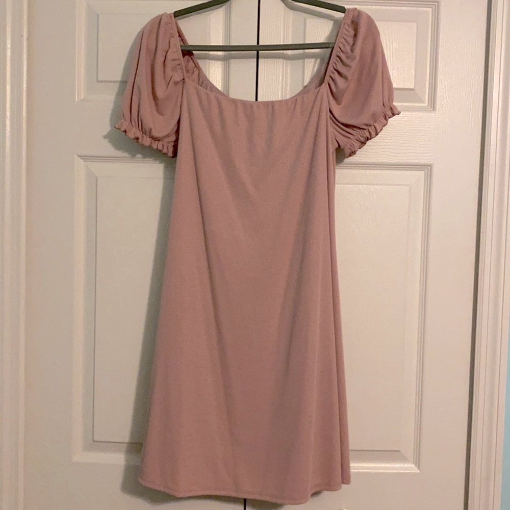 Mauve ribbed mini dress